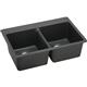 Quartz 33x22x9.5 Dbl Drop-in Sink Black