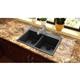 Quartz 33x22x9.5 Dbl Drop-in Sink Black