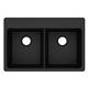 Quartz 33x22x9.5 Dbl Drop-in Sink Black