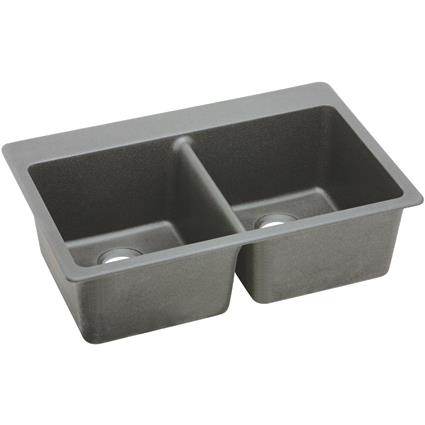 Qtz 33x22x9.5 Dbl Drop-in Sink Greystone