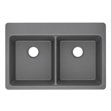 Qtz 33x22x9.5 Dbl Drop-in Sink Greystone