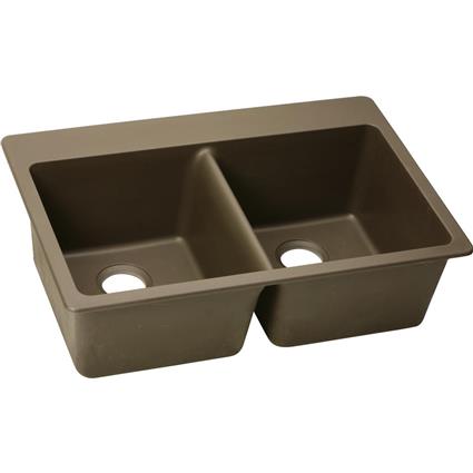 Quartz 33x22x9.5 Dbl Drop-in Sink Mocha