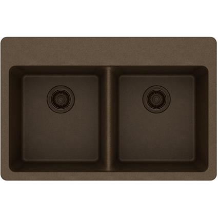 Quartz 33x22x9.5 Dbl Drop-in Sink Mocha