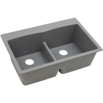 Qtz 33x22x10 Dbl Drop-in Sink Greystone