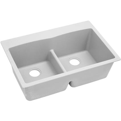 Quartz 33x22x10 Dbl Drop-in Sink White
