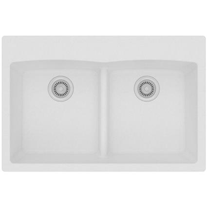 Quartz 33x22x10 Dbl Drop-in Sink White