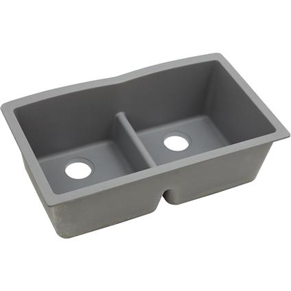 Quartz 33x19x10 Dbl UMnt Sink Greystone