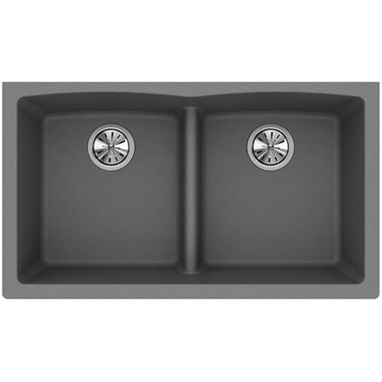 Quartz 33x19x10 Dbl UMnt Sink Greystone