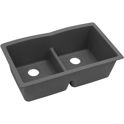 Quartz 33x19x10 Dbl UMnt Sink Dusk Gray