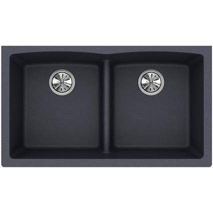 Quartz 33x19x10 Dbl UMnt Sink Dusk Gray