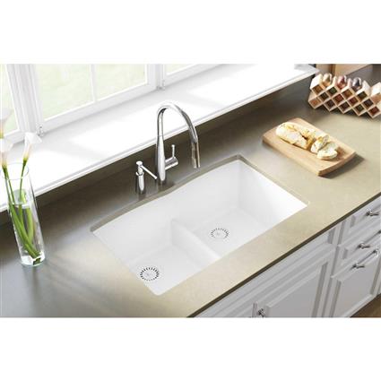 Quartz 33x19x10 Dbl Under MT Sink White