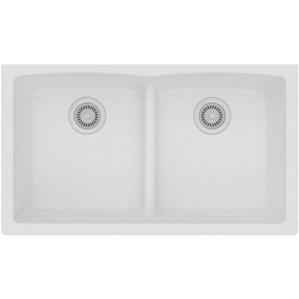 Quartz 33x19x10 Dbl Under MT Sink White