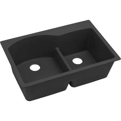 Quartz 33x22x10 Dbl Drop-in Sink Black