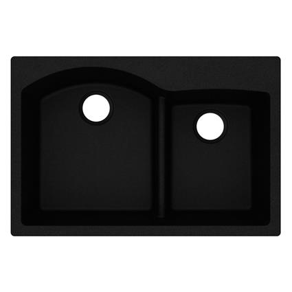 Quartz 33x22x10 Dbl Drop-in Sink Black