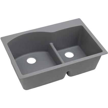 Qtz 33x22x10 Dbl Drop-in Sink Greystone