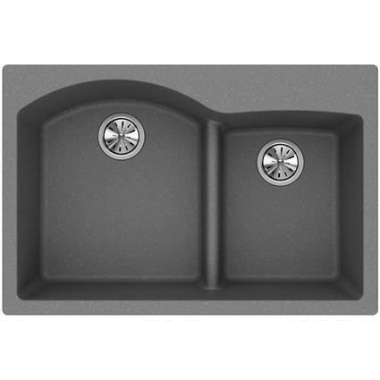Qtz 33x22x10 Dbl Drop-in Sink Greystone