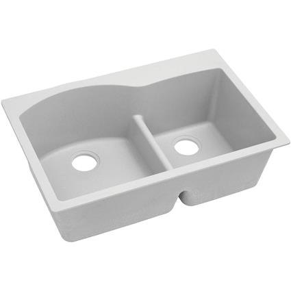 Quartz 33x22x10 Dbl Drop-in Sink White