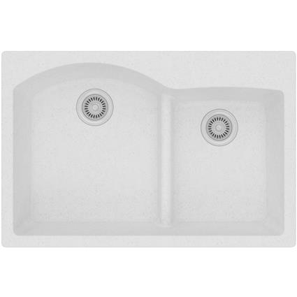 Quartz 33x22x10 Dbl Drop-in Sink White