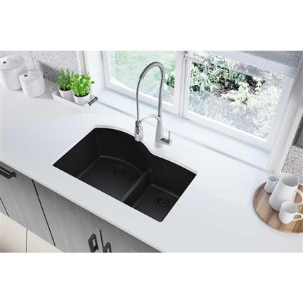 Quartz 33x22x10  Dbl Under MT Sink Black