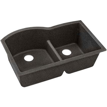 Qtz 33x22x10 Dbl UMnt Sink Black Shale