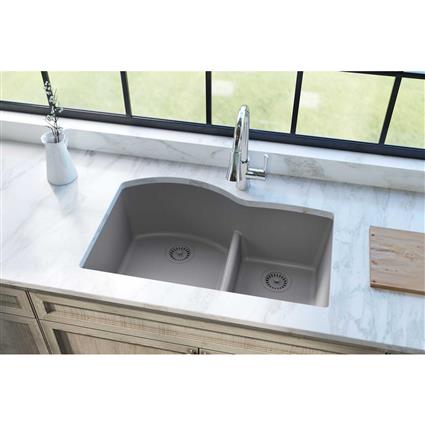 Quartz 33x22x10 Dbl UMnt Sink Greystone