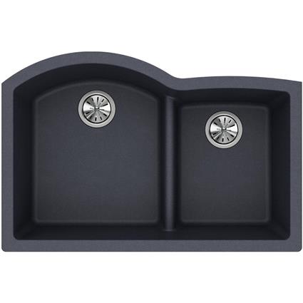 Quartz 33x22x10 Dbl UMnt Sink Dusk Gray