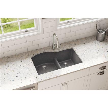 Quartz 33x22x10 Dbl Under MT Sink Slate