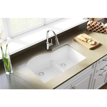 Quartz 33x22x10  Dbl Under MT Sink White