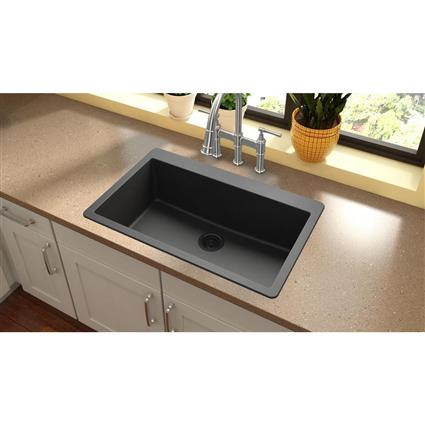Qtz 33x20.8x9.4 Sngl Drop-in Sink Black