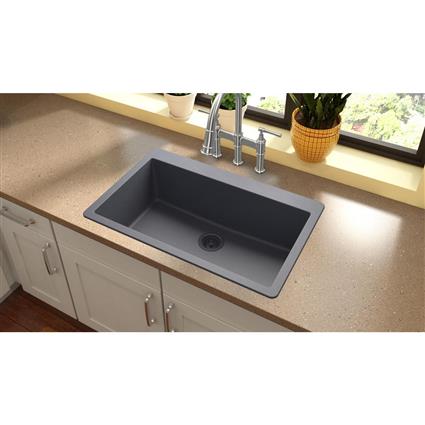 Qtz 33x21x9.4 Sng Drop-in Sink Dusk Gray