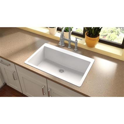Qtz 33x20.8x9.4 Sngl Drop-in Sink White