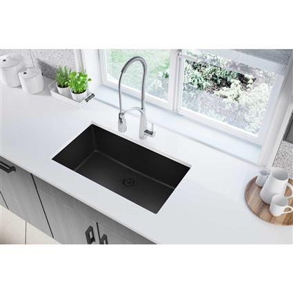 Qtz 33x18.4x9.4 Single UMnt Sink Black