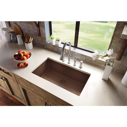 Qtz 33x18.4x9.4 Single UMnt Sink Mocha
