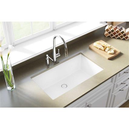 Qtz 33x18.4x9.4 Single UMnt Sink White