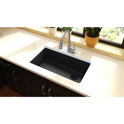Qtz 33x18.7x9.5 Single UMnt Sink Black