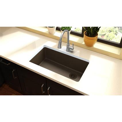 Qtz 33x18.7x9.5 Single UMnt Sink Mocha