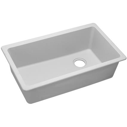 Qtz 33x18.7x9.5 Single UMnt Sink White