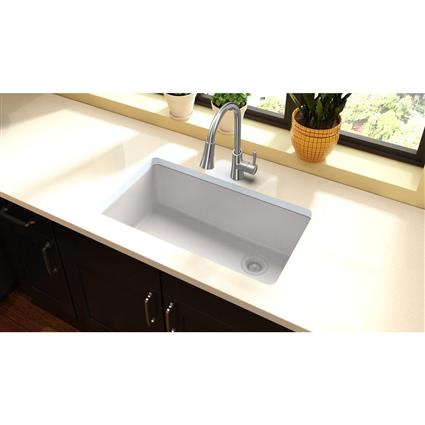 Qtz 33x18.7x9.5 Single UMnt Sink White