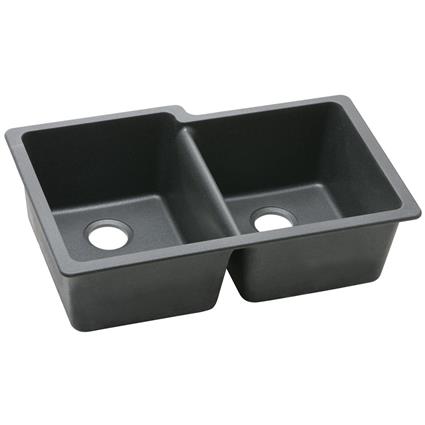 Quartz 33x20.5x9.5 Dbl UMnt Sink Black