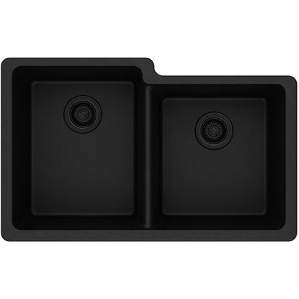 Quartz 33x20.5x9.5 Dbl UMnt Sink Black