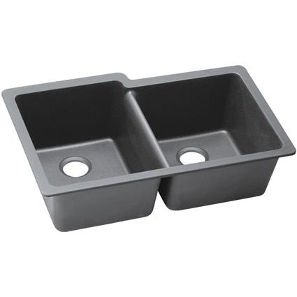 Qtz 33x20.5x9.5 Dbl UMnt Sink Greystone