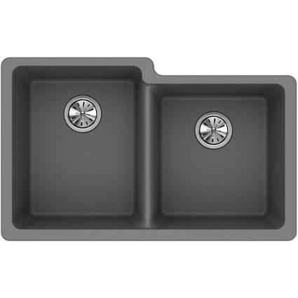 Qtz 33x20.5x9.5 Dbl UMnt Sink Greystone