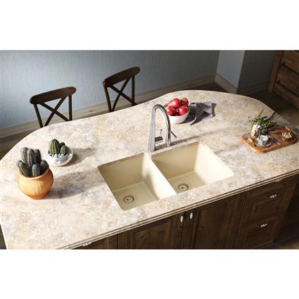 Quartz 33x20.5x9.5 Dbl UMnt Sink Sand