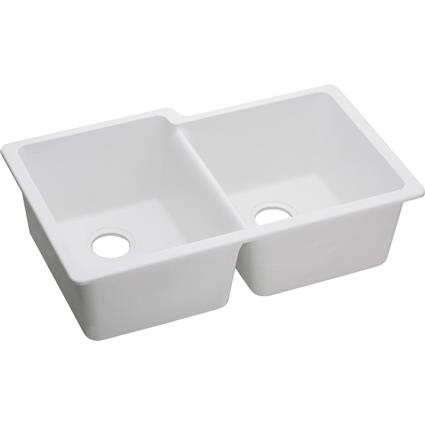 Quartz 33x20.5x9.5 Dbl UMnt Sink White