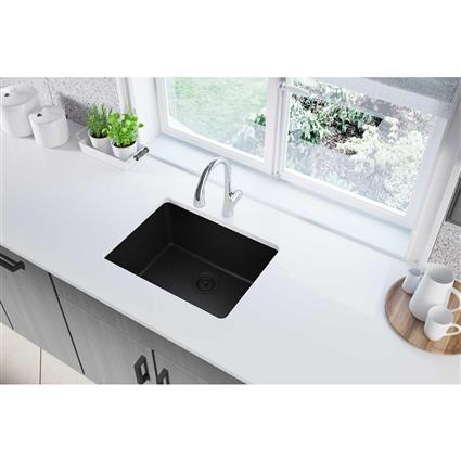 Qtz 25x18.5x9.5 Single UMnt Sink Black