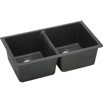 Quartz 33x18.7x9.5 Dbl UMnt Sink Black