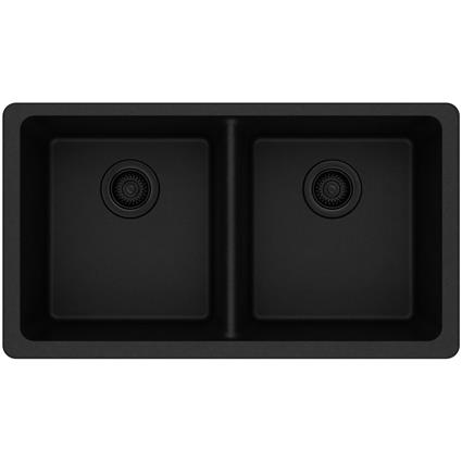 Quartz 33x18.7x9.5 Dbl UMnt Sink Black