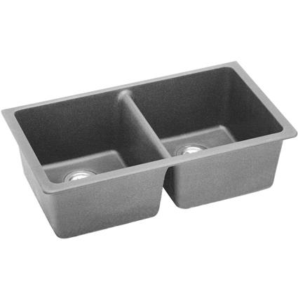 Qtz 33x18.7x9.5 Dbl UMnt Sink Greystone