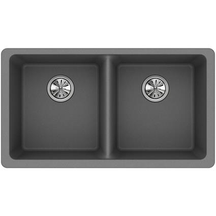 Qtz 33x18.7x9.5 Dbl UMnt Sink Greystone