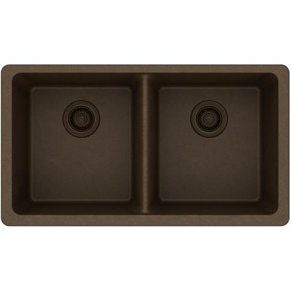 Quartz 33x18.7x9.5 Dbl UMnt Sink Mocha